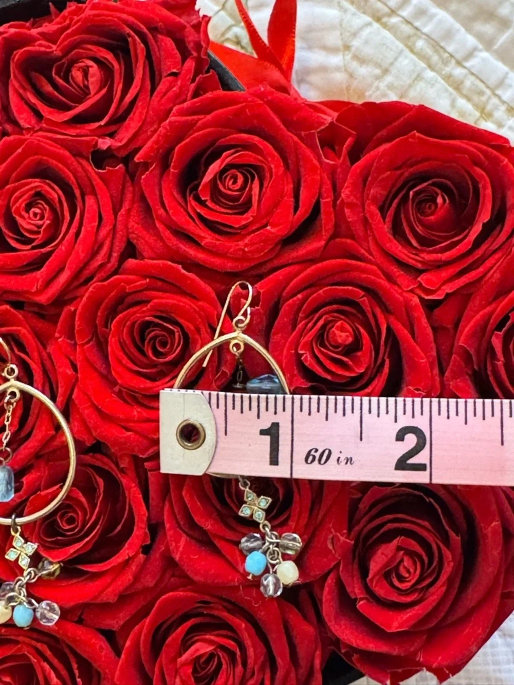 Boho Gold Hoop Charm Earrings | Cross Accent + Blue Crystal & Beaded Dangles